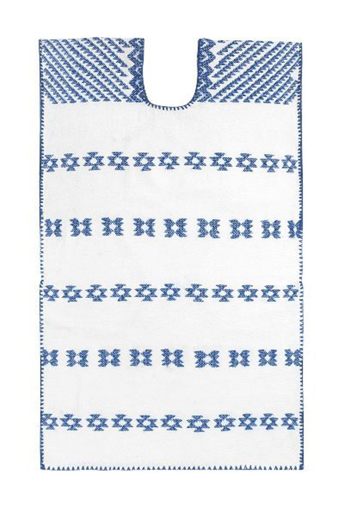 Single panel midi kaftan in white and blue design