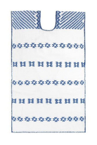 Single panel midi kaftan in white and blue design