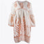 Feather Embroidered Short Dress White Pink Broze