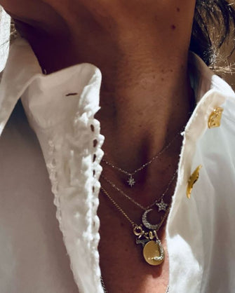 Asteria One Only Moon & Star Necklace White Gold