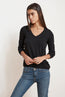 Velvet Originals Blaire V Neck Long Sleeve Tee Black