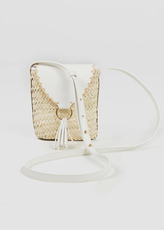 Lila Palm Cross Body Bag White
