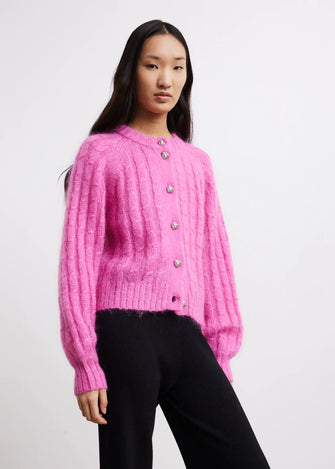 Cable Cardigan Phlox Pink