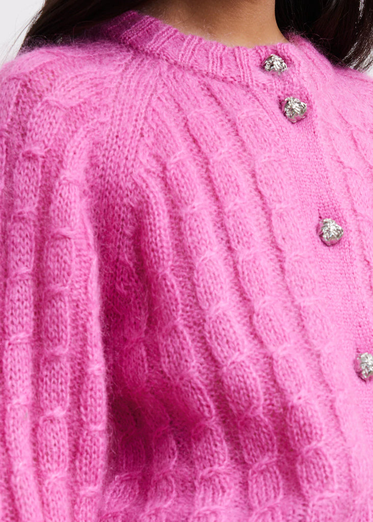 Cable Cardigan Phlox Pink
